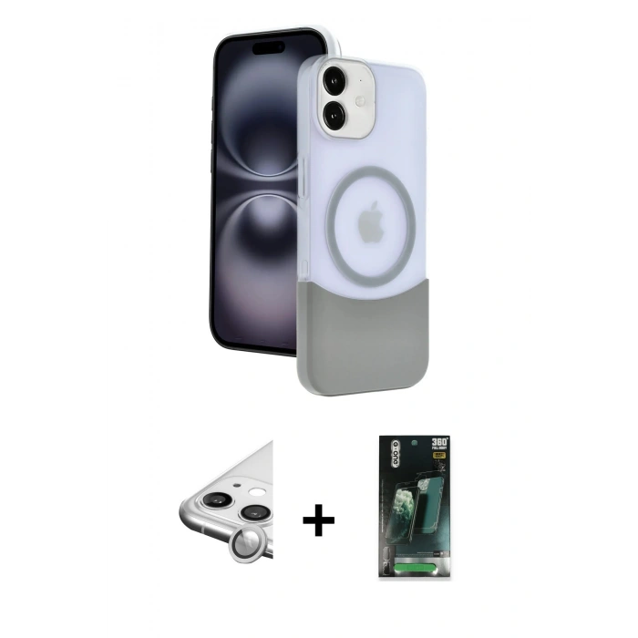 MARSİLYAN™- iPhone 11 Kılıf Kozmos Form Özel Seri - Şeffaf 360 Full Body Arka Koruyucu + Raze Metal Kamera Lens - GS