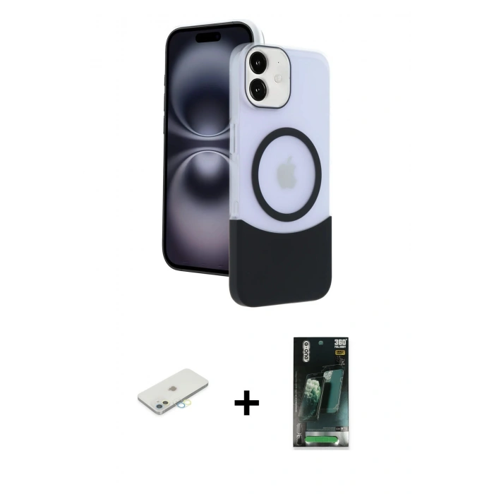 MARSİLYAN™- iPhone 11 Kılıf Kozmos Form Özel Seri - Şeffaf 360 Full Body Arka Koruyucu + Renkli Kamera Lens Koruma Cam - SI