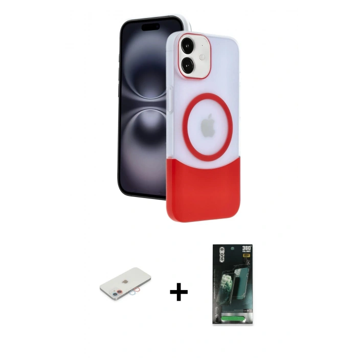 MARSİLYAN™- iPhone 11 Kılıf Kozmos Form Özel Seri - Şeffaf 360 Full Body Arka Koruyucu + Renkli Kamera Lens Koruma Cam - PE