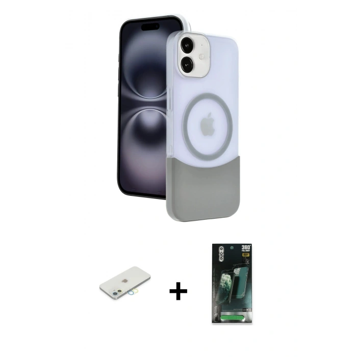 MARSİLYAN™- iPhone 11 Kılıf Kozmos Form Özel Seri - Şeffaf 360 Full Body Arka Koruyucu + Renkli Kamera Lens Koruma Cam - SI
