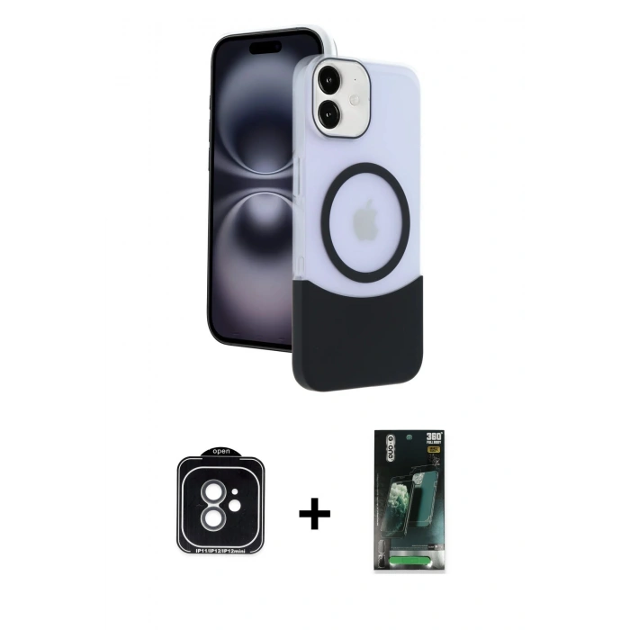 MARSİLYAN™- iPhone 11 Kılıf Kozmos Form Özel Seri - Şeffaf 360 Full Body Arka Koruyucu + PVD Metal Kamera Lens - YL