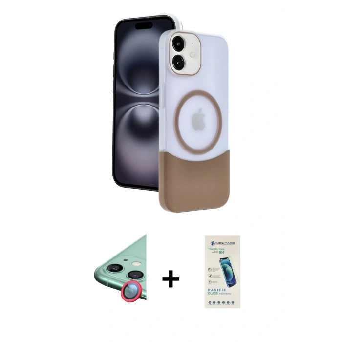 MARSİLYAN™- iPhone 11 Kılıf Kozmos Form Özel Seri - Şeffaf Pasifik Cam Ekran Koruyucu + Raze Metal Kamera Lens - KI
