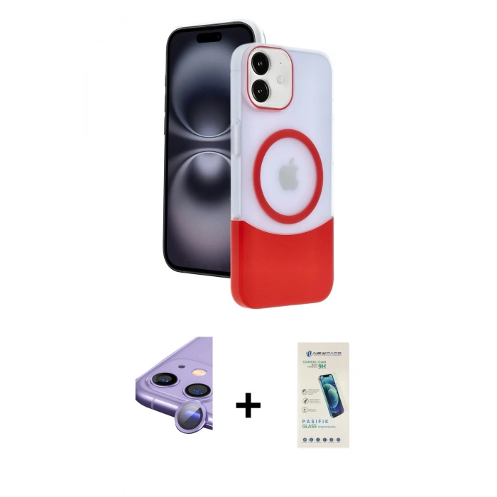 MARSİLYAN™- iPhone 11 Kılıf Kozmos Form Özel Seri - Şeffaf Pasifik Cam Ekran Koruyucu + Raze Metal Kamera Lens - MR