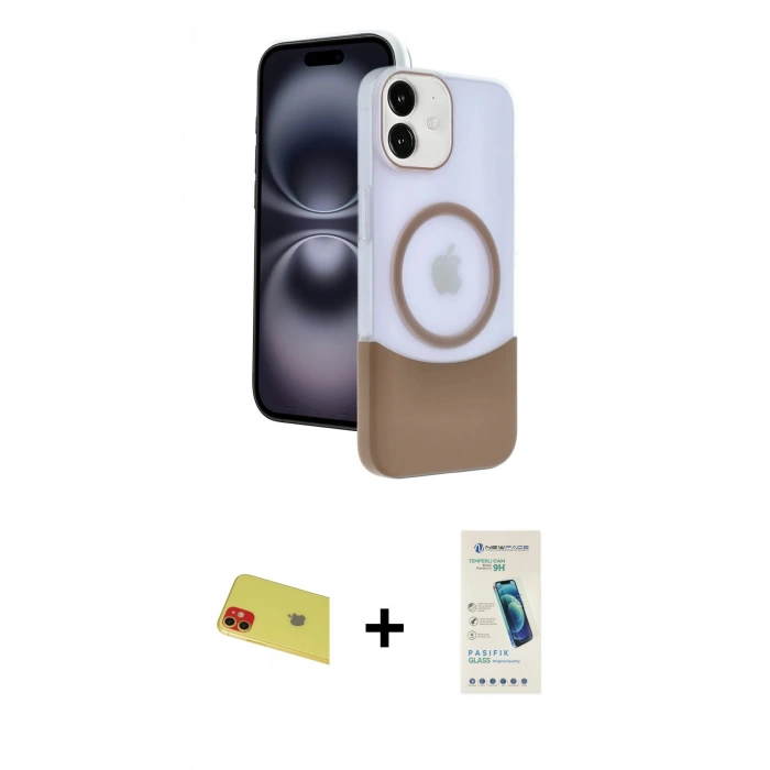 MARSİLYAN™- iPhone 11 Kılıf Kozmos Form Özel Seri - Şeffaf Pasifik Cam Ekran Koruyucu + Rainbow Kamera Lens Koruma Cam - KI