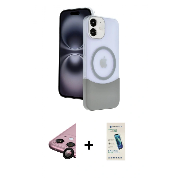 MARSİLYAN™- iPhone 11 Kılıf Kozmos Form Özel Seri - Şeffaf Pasifik Cam Ekran Koruyucu + Raze Metal Kamera Lens - SH