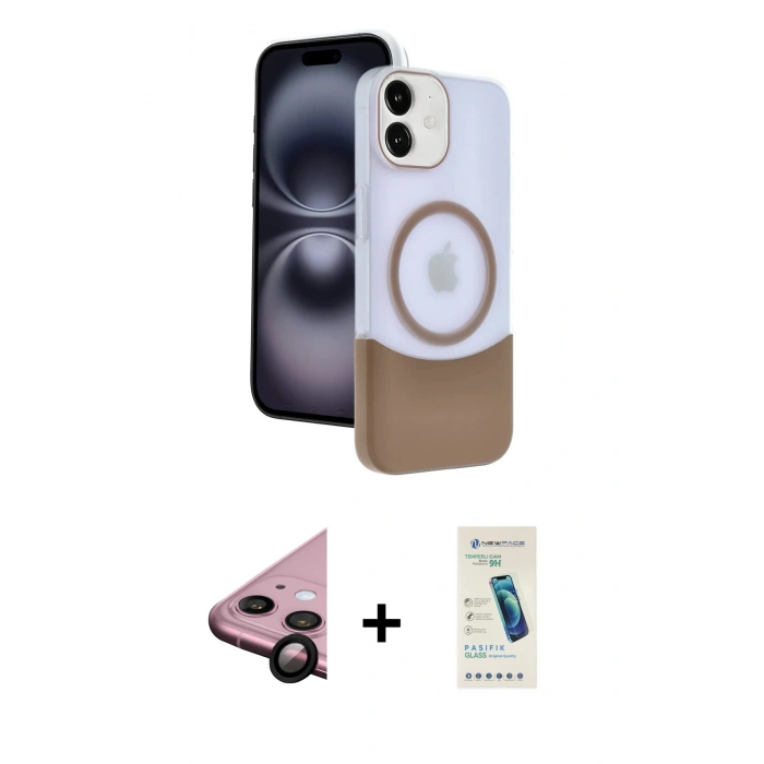 MARSİLYAN™- iPhone 11 Kılıf Kozmos Form Özel Seri - Şeffaf Pasifik Cam Ekran Koruyucu + Raze Metal Kamera Lens - SH
