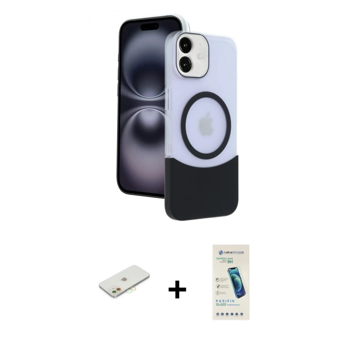 MARSİLYAN™- iPhone 11 Kılıf Kozmos Form Özel Seri - Şeffaf Pasifik Cam Ekran Koruyucu + Turuncu Renkli Kamera Lens Koruma Cam