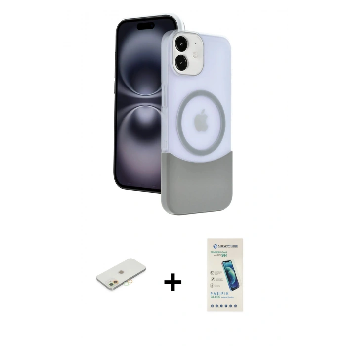 MARSİLYAN™- iPhone 11 Kılıf Kozmos Form Özel Seri - Şeffaf Pasifik Cam Ekran Koruyucu + Turuncu Renkli Kamera Lens Koruma Cam