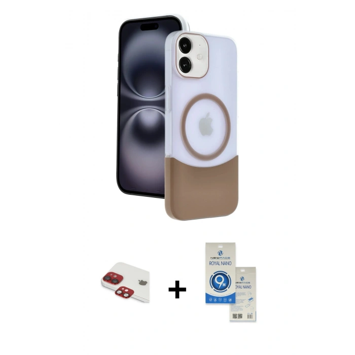 MARSİLYAN™- iPhone 11 Kılıf Kozmos Form Özel Seri - Şeffaf Royal Nano Ekran Koruyucu + Kırmızı Pers Alüminyum Kamera Lens