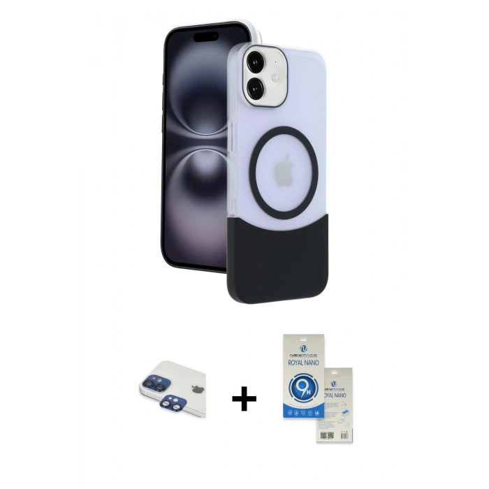 MARSİLYAN™- iPhone 11 Kılıf Kozmos Form Özel Seri - Şeffaf Royal Nano Ekran Koruyucu + Pers Alüminyum Kamera Lens - LT