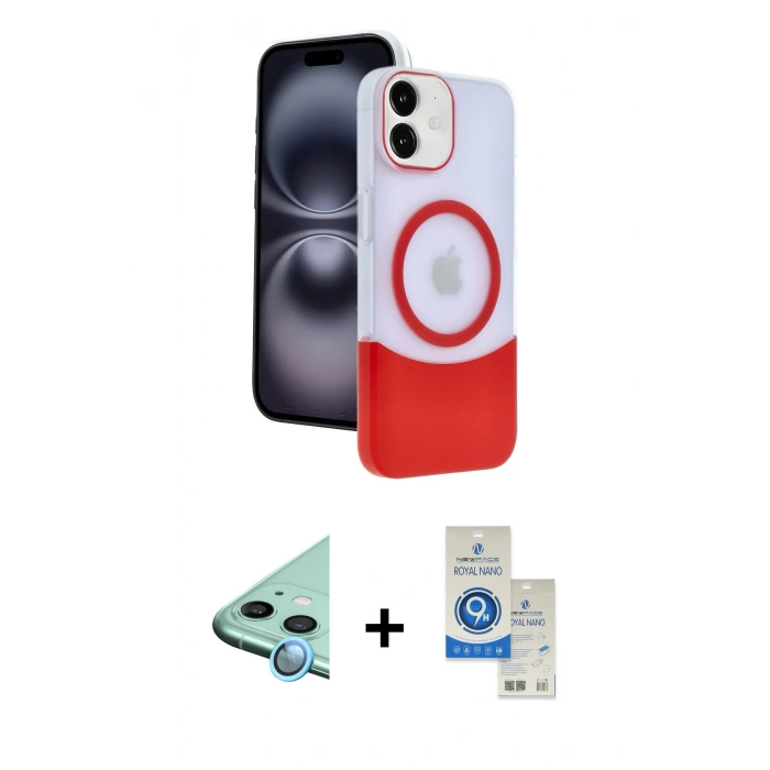 MARSİLYAN™- iPhone 11 Kılıf Kozmos Form Özel Seri - Şeffaf Royal Nano Ekran Koruyucu + Raze Metal Kamera Lens - MI