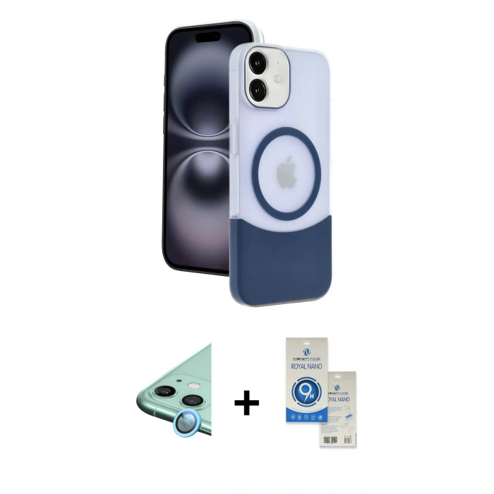 MARSİLYAN™- iPhone 11 Kılıf Kozmos Form Özel Seri - Şeffaf Royal Nano Ekran Koruyucu + Raze Metal Kamera Lens - MI