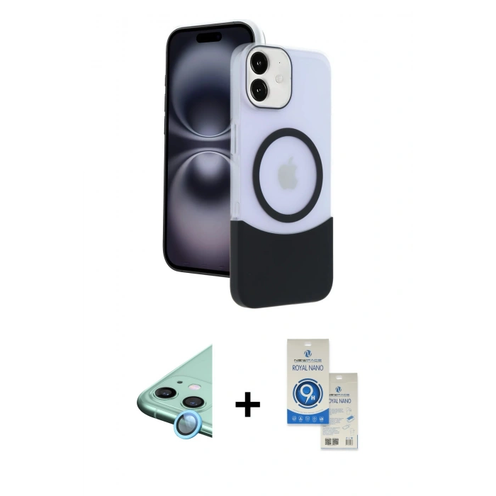 MARSİLYAN™- iPhone 11 Kılıf Kozmos Form Özel Seri - Şeffaf Royal Nano Ekran Koruyucu + Raze Metal Kamera Lens - MI