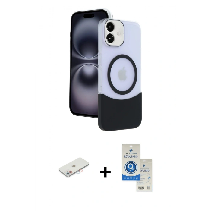 MARSİLYAN™- iPhone 11 Kılıf Kozmos Form Özel Seri - Şeffaf Royal Nano Ekran Koruyucu + Renkli Kamera Lens Koruma Cam - PE