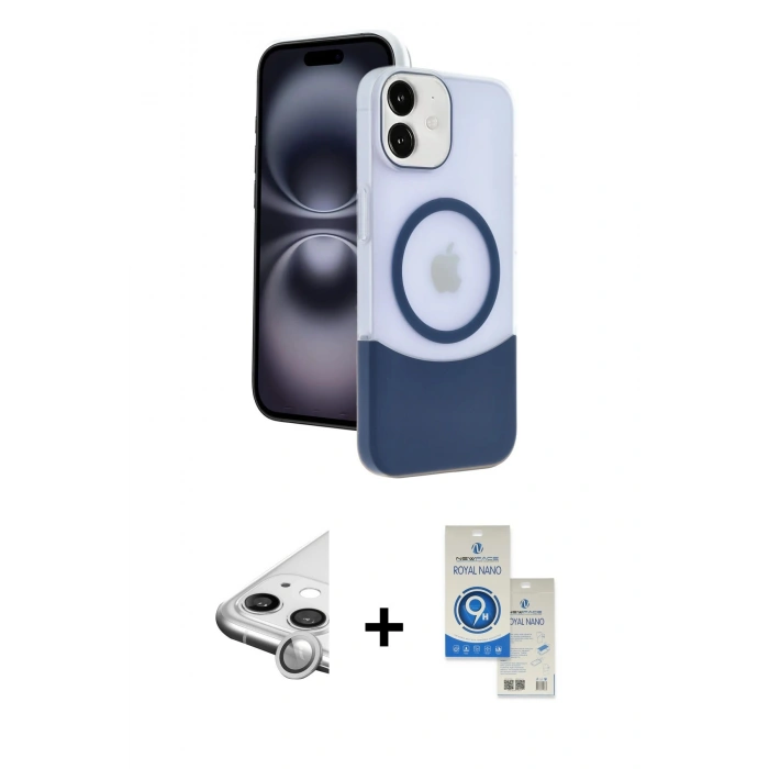 MARSİLYAN™- iPhone 11 Kılıf Kozmos Form Özel Seri - Şeffaf Royal Nano Ekran Koruyucu + Raze Metal Kamera Lens - GS