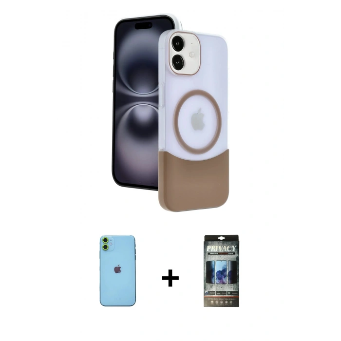 MARSİLYAN™- iPhone 11 Kılıf Kozmos Form Özel Seri - Siyah 34D Hayalet Izgaralı Cam + Neon Fosforlu Kamera Lens - YL