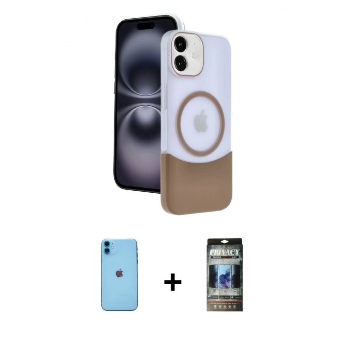 MARSİLYAN™- iPhone 11 Kılıf Kozmos Form Özel Seri - Siyah 34D Hayalet Izgaralı Cam + Neon Fosforlu Kamera Lens - MI