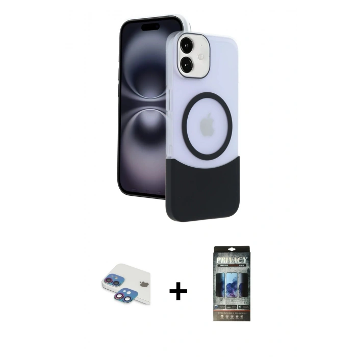 MARSİLYAN™- iPhone 11 Kılıf Kozmos Form Özel Seri - Siyah 34D Hayalet Izgaralı Cam + Pers Alüminyum Kamera Lens - GI
