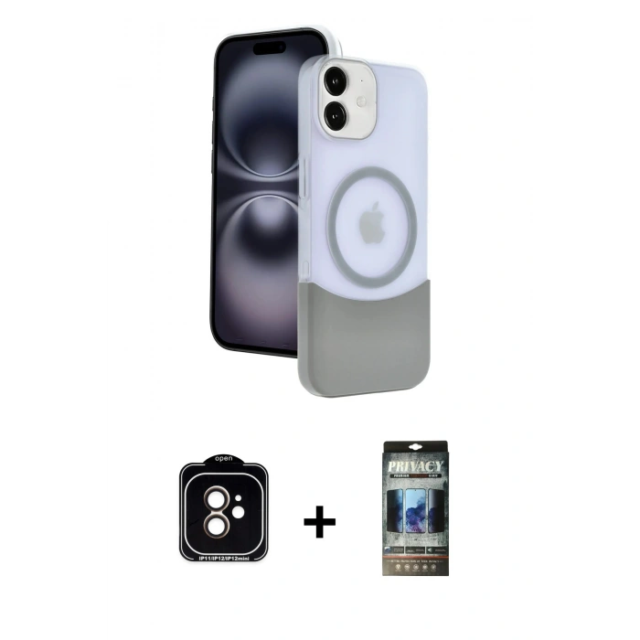 MARSİLYAN™- iPhone 11 Kılıf Kozmos Form Özel Seri - Siyah 34D Hayalet Izgaralı Cam + PVD Metal Kamera Lens - TU