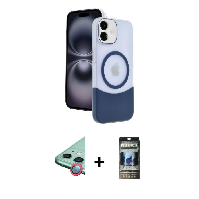 MARSİLYAN™- iPhone 11 Kılıf Kozmos Form Özel Seri - Siyah 34D Hayalet Izgaralı Cam + Raze Metal Kamera Lens - KI