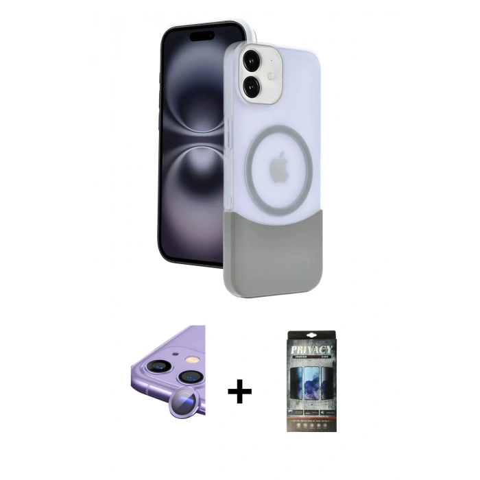 MARSİLYAN™- iPhone 11 Kılıf Kozmos Form Özel Seri - Siyah 34D Hayalet Izgaralı Cam + Raze Metal Kamera Lens - MR