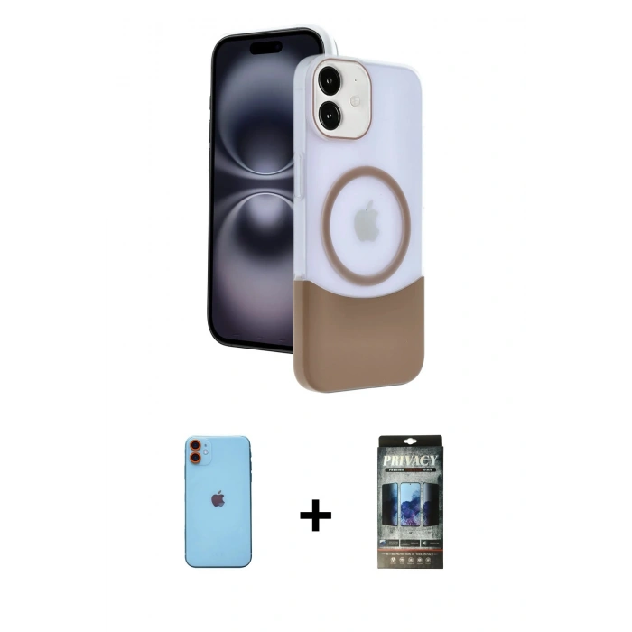 MARSİLYAN™- iPhone 11 Kılıf Kozmos Form Özel Seri - Siyah 34D Hayalet Izgaralı Cam + Neon Fosforlu Kamera Lens - TU