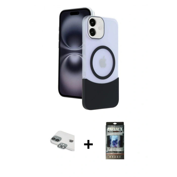 MARSİLYAN™- iPhone 11 Kılıf Kozmos Form Özel Seri - Siyah 34D Hayalet Izgaralı Cam + Pers Alüminyum Kamera Lens - YL