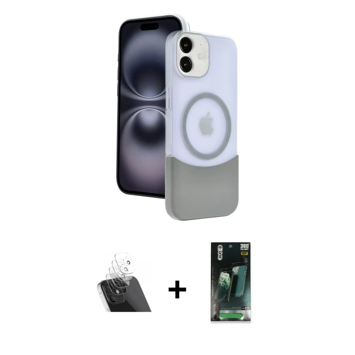 MARSİLYAN™- iPhone 11 Kılıf Kozmos Form Özel Seri - Siyah 360 Mat Full Body Arka Koruyucu + Kamera Lens Koruma Cam - SF