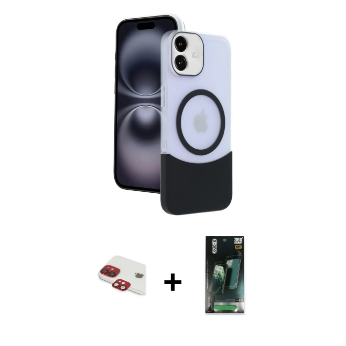 MARSİLYAN™- iPhone 11 Kılıf Kozmos Form Özel Seri - Siyah 360 Mat Full Body Arka Koruyucu + Pers Alüminyum Kamera Lens - KI