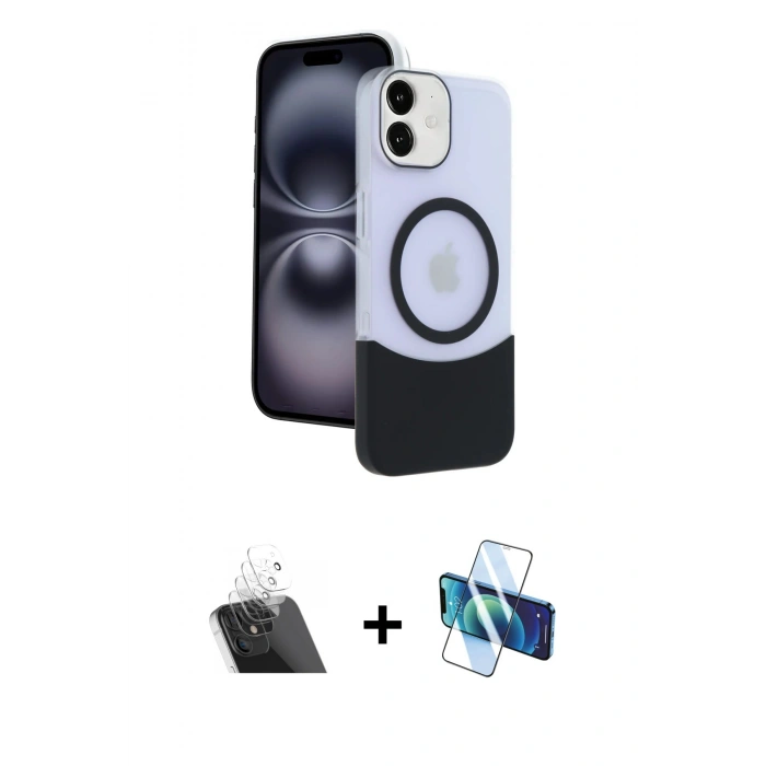 MARSİLYAN™- iPhone 11 Kılıf Kozmos Form Özel Seri - Siyah 3D Antistatik Cam Ekran Koruyucu + Kamera Lens Koruma Cam - SF