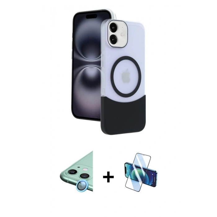 MARSİLYAN™- iPhone 11 Kılıf Kozmos Form Özel Seri - Siyah 3D Antistatik Cam Ekran Koruyucu + Raze Metal Kamera Lens - MI
