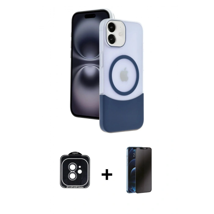 MARSİLYAN™- iPhone 11 Kılıf Kozmos Form Özel Seri - Siyah 3D Antistatik Hayalet Cam Ekran Koruyucu + PVD Metal Kamera Lens - SH