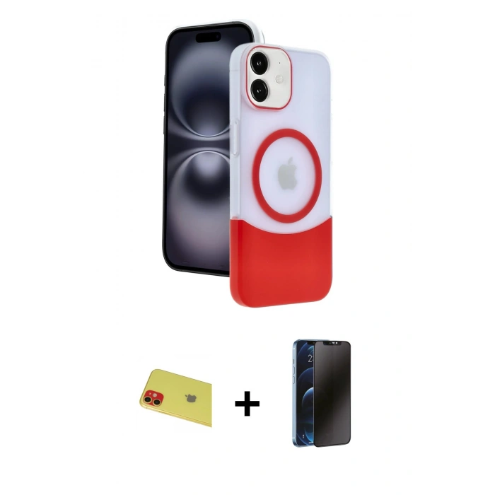 MARSİLYAN™- iPhone 11 Kılıf Kozmos Form Özel Seri - Siyah 3D Antistatik Hayalet Cam Ekran Koruyucu + Rainbow Kamera Lens Koruma Cam - KI