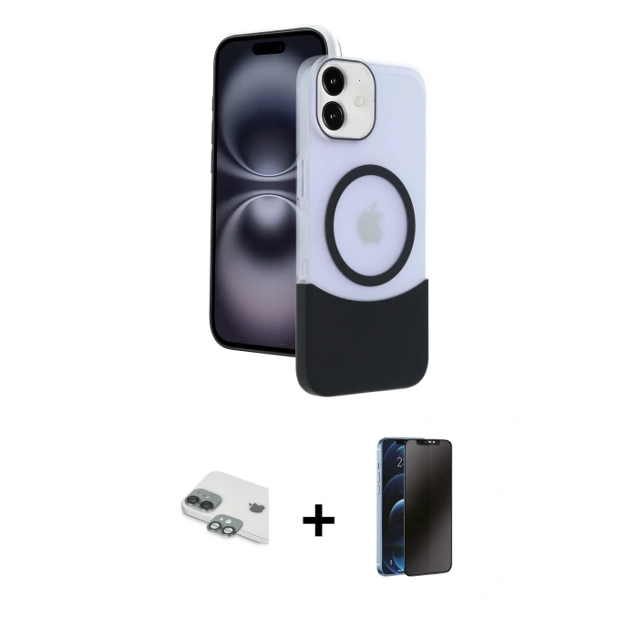 MARSİLYAN™- iPhone 11 Kılıf Kozmos Form Özel Seri - Siyah 3D Antistatik Hayalet Cam Ekran Koruyucu + Pers Alüminyum Kamera Lens - YL
