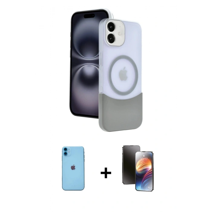MARSİLYAN™- iPhone 11 Kılıf Kozmos Form Özel Seri - Siyah 3D Antistatik Mat Seramik Nano Ekran Koruyucu + Neon Fosforlu Kamera Lens - MI