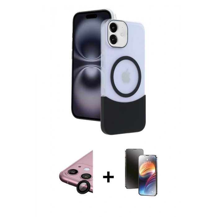 MARSİLYAN™- iPhone 11 Kılıf Kozmos Form Özel Seri - Siyah 3D Antistatik Mat Seramik Nano Ekran Koruyucu + Siyah Raze Metal Kamera Lens