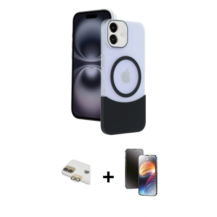 MARSİLYAN™- iPhone 11 Kılıf Kozmos Form Özel Seri - Siyah 3D Antistatik Mat Seramik Nano Ekran Koruyucu + Pers Alüminyum Kamera Lens - GD