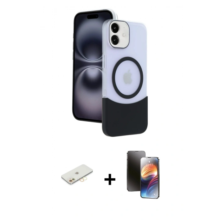 MARSİLYAN™- iPhone 11 Kılıf Kozmos Form Özel Seri - Siyah 3D Antistatik Mat Seramik Nano Ekran Koruyucu + Renkli Kamera Lens Koruma Cam - SI