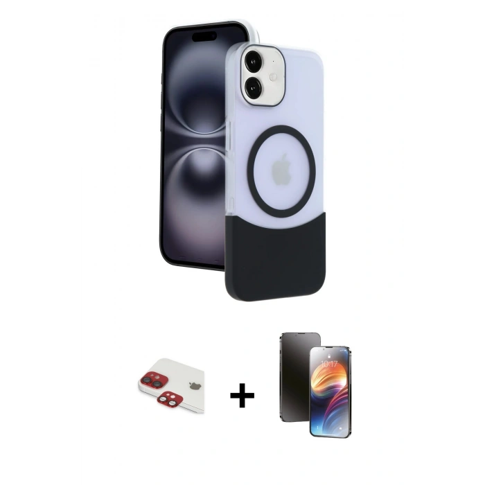 MARSİLYAN™- iPhone 11 Kılıf Kozmos Form Özel Seri - Siyah 3D Antistatik Mat Seramik Nano Ekran Koruyucu + Pers Alüminyum Kamera Lens - KI