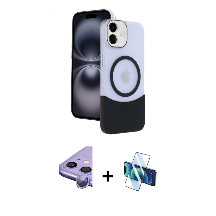 MARSİLYAN™- iPhone 11 Kılıf Kozmos Form Özel Seri - Siyah 3D Antistatik Seramik Nano Ekran Koruyucu + Raze Metal Kamera Lens - MR