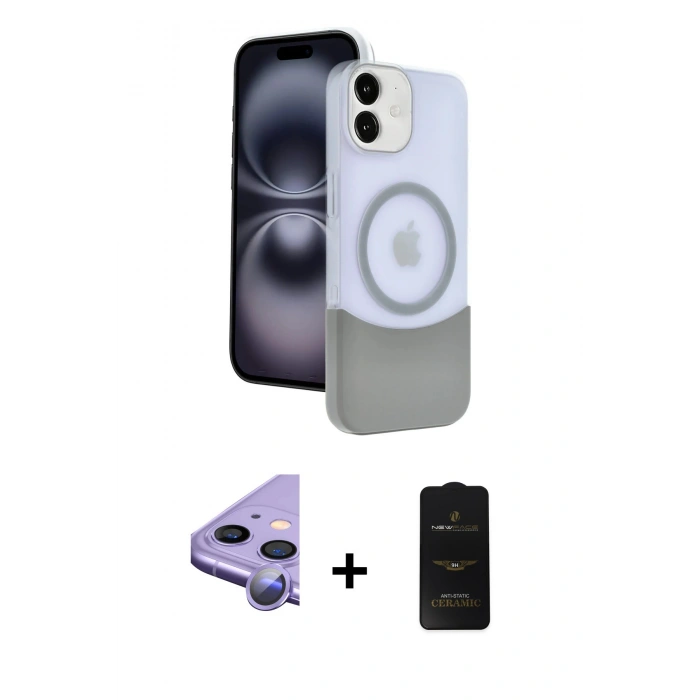 MARSİLYAN™- iPhone 11 Kılıf Kozmos Form Özel Seri - Siyah 6D Antistatik Mat Seramik Hayalet Nano Ekran Koruyucu + Raze Metal Kamera Lens - MR