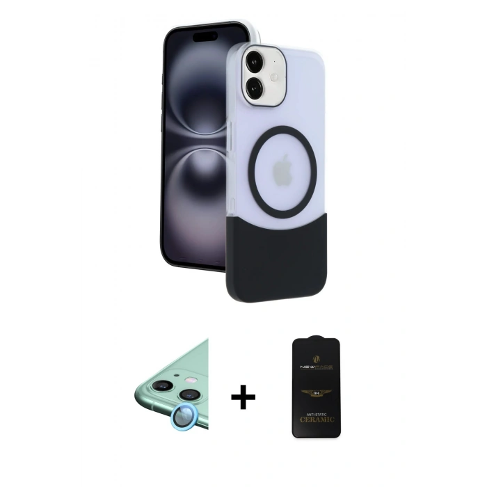 MARSİLYAN™- iPhone 11 Kılıf Kozmos Form Özel Seri - Siyah 6D Antistatik Mat Seramik Hayalet Nano Ekran Koruyucu + Raze Metal Kamera Lens - MI