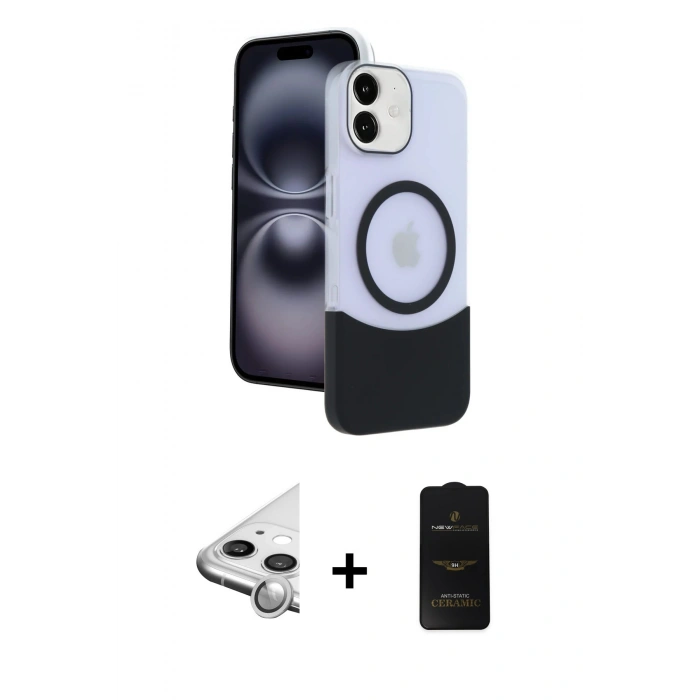 MARSİLYAN™- iPhone 11 Kılıf Kozmos Form Özel Seri - Siyah 6D Antistatik Mat Seramik Hayalet Nano Ekran Koruyucu + Raze Metal Kamera Lens - GS