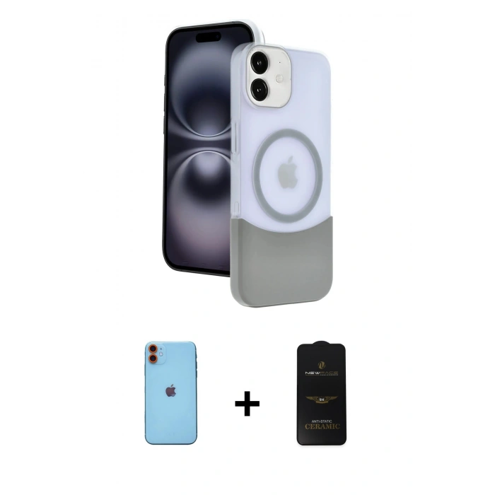 MARSİLYAN™- iPhone 11 Kılıf Kozmos Form Özel Seri - Siyah 6D Antistatik Mat Seramik Hayalet Nano Ekran Koruyucu + Turuncu Neon Fosforlu Kamera Lens