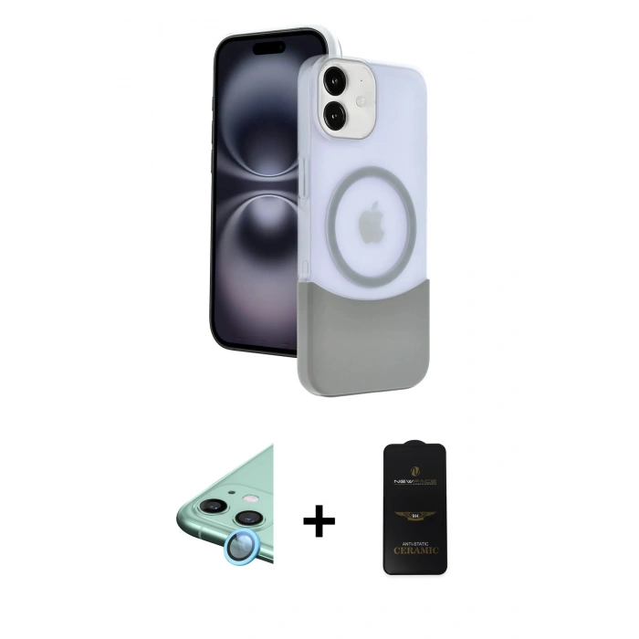 MARSİLYAN™- iPhone 11 Kılıf Kozmos Form Özel Seri - Siyah 6D Antistatik Mat Seramik Hayalet Nano Ekran Koruyucu + Raze Metal Kamera Lens - MI
