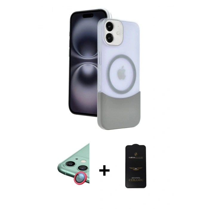 MARSİLYAN™- iPhone 11 Kılıf Kozmos Form Özel Seri - Siyah 6D Antistatik Mat Seramik Hayalet Nano Ekran Koruyucu + Raze Metal Kamera Lens - KI