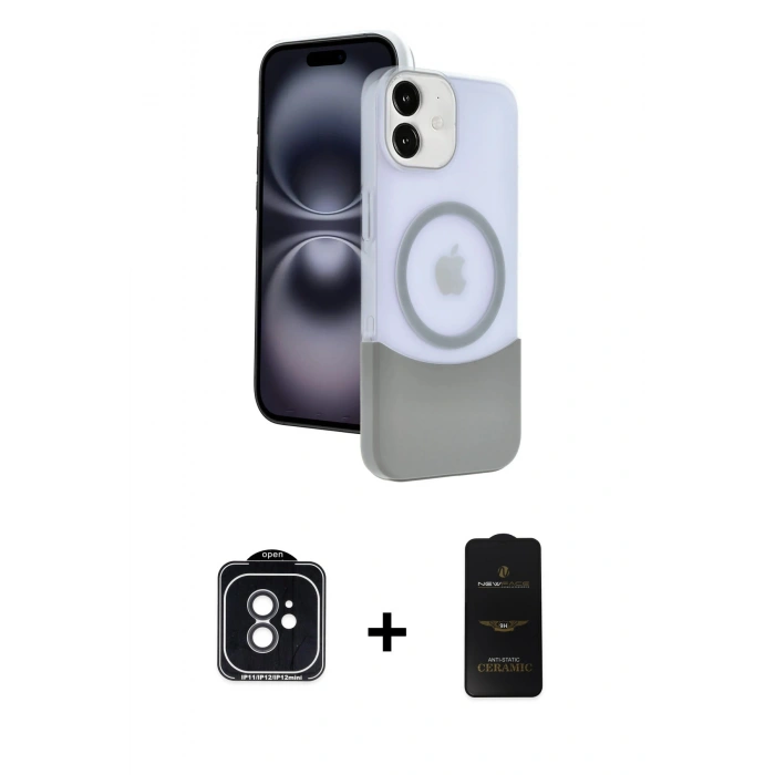 MARSİLYAN™- iPhone 11 Kılıf Kozmos Form Özel Seri - Siyah 6D Antistatik Mat Seramik Hayalet Nano Ekran Koruyucu + PVD Metal Kamera Lens - SH