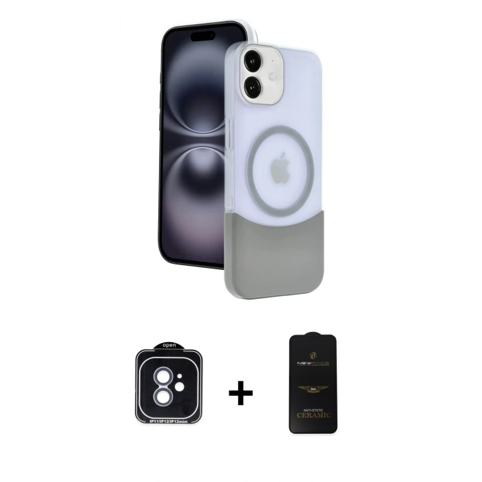 MARSİLYAN™- iPhone 11 Kılıf Kozmos Form Özel Seri - Siyah 6D Antistatik Mat Seramik Hayalet Nano Ekran Koruyucu + PVD Metal Kamera Lens - MI