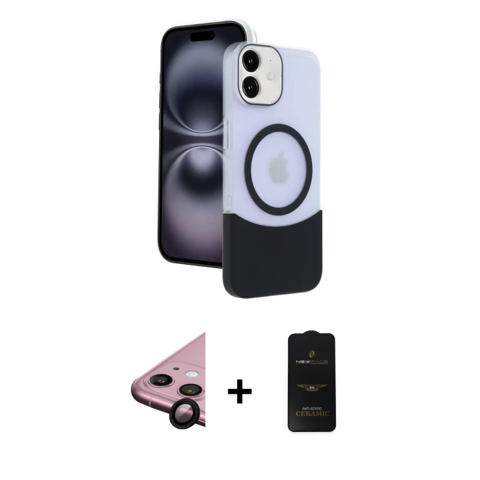 MARSİLYAN™- iPhone 11 Kılıf Kozmos Form Özel Seri - Siyah 6D Antistatik Mat Seramik Hayalet Nano Ekran Koruyucu + Raze Metal Kamera Lens - SH