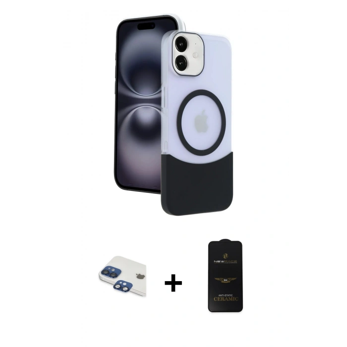 MARSİLYAN™- iPhone 11 Kılıf Kozmos Form Özel Seri - Siyah 6D Antistatik Mat Seramik Hayalet Nano Ekran Koruyucu + Pers Alüminyum Kamera Lens - LT